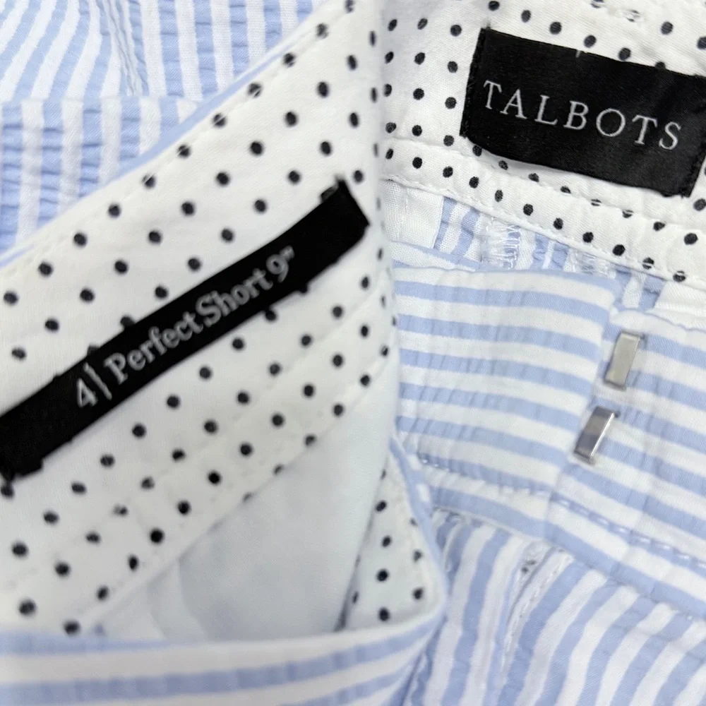 #12)  Talbots Blue and White Striped Women 9” Shorts